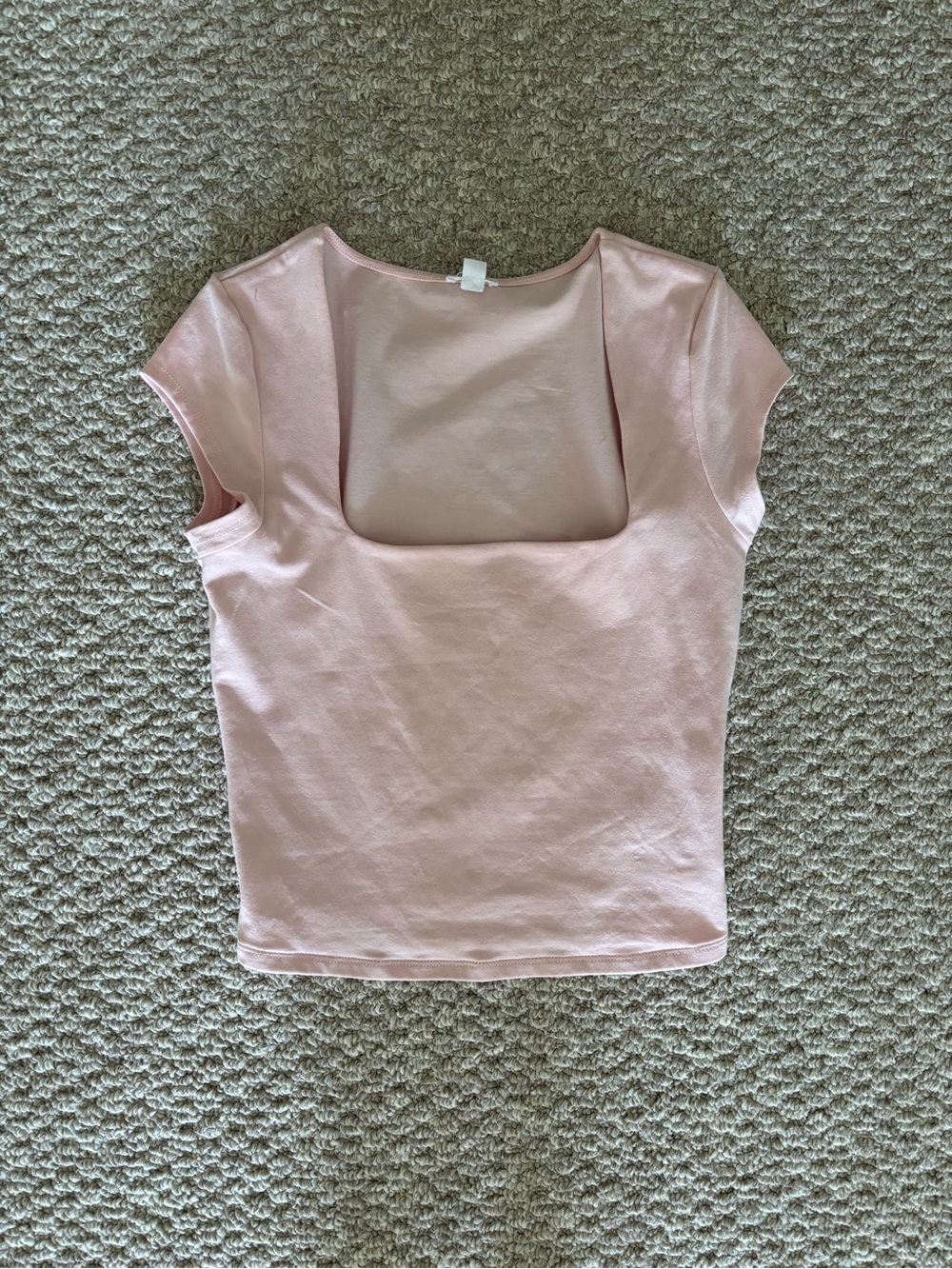 Women's Pink Square-Neck Cap Sleeve Top